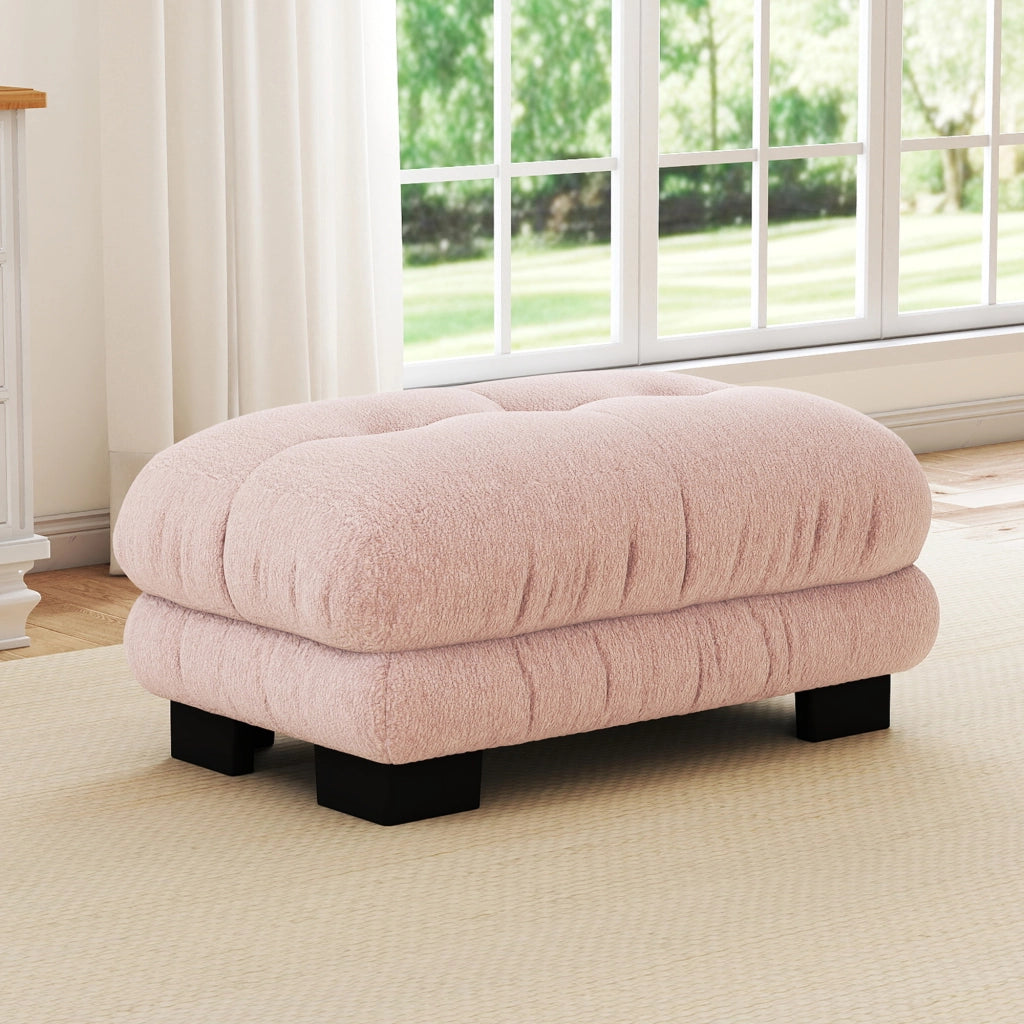 DIVANO modulare in chenille rosa con ottomani mobili