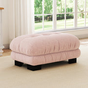 DIVANO modulare in chenille rosa con ottomani mobili