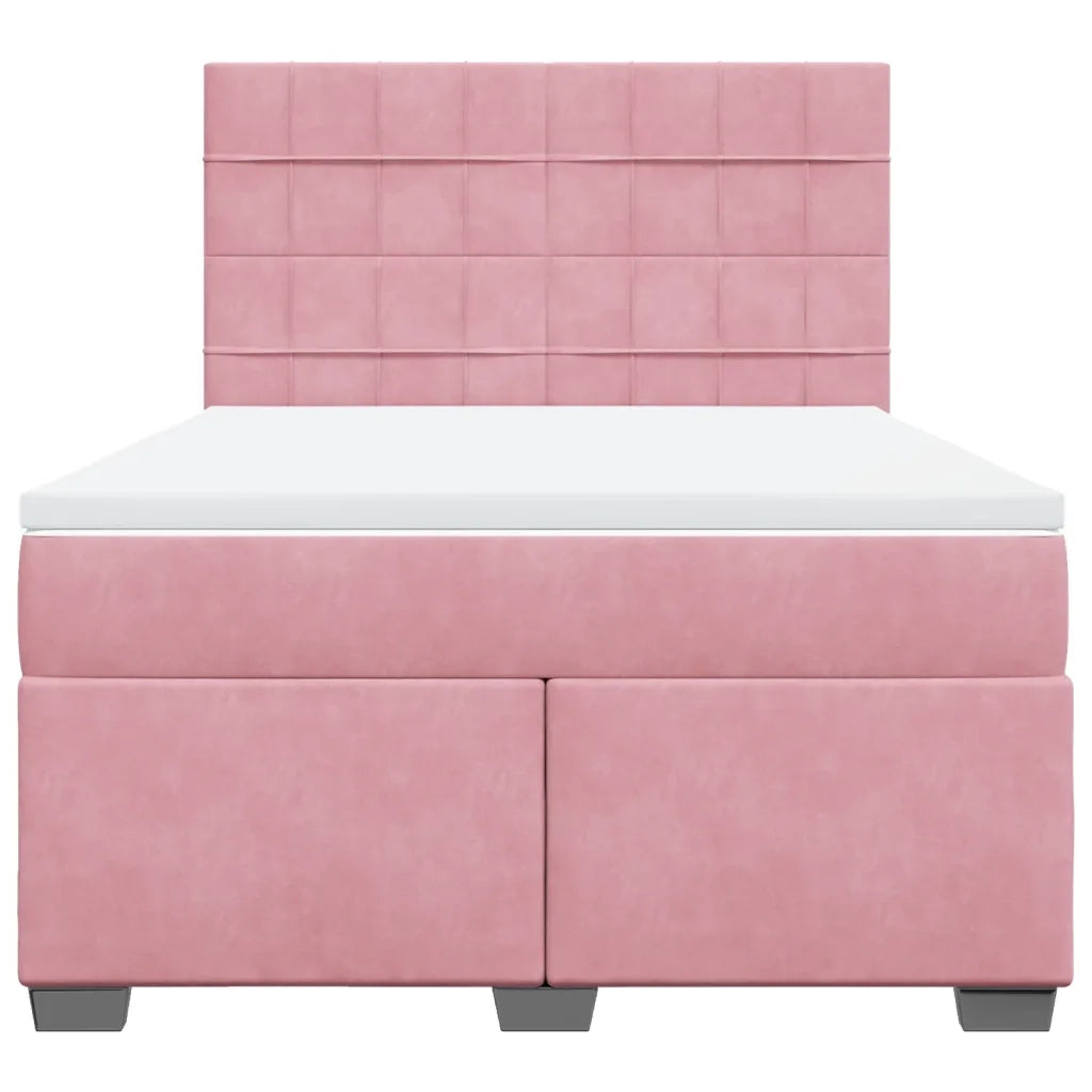 Giroletto a Molle con Materasso Rosa 160x200 cm in Velluto 3290959