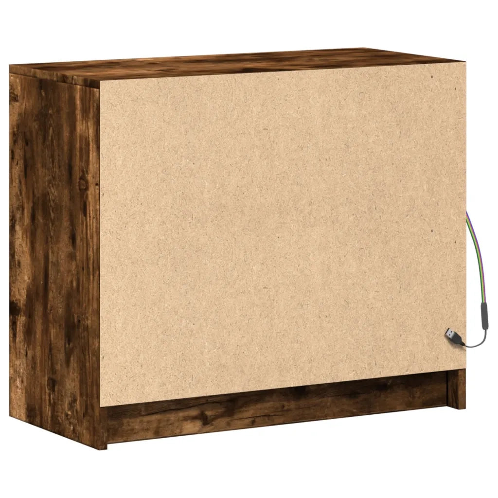 Credenza con LED Rovere Fumo 72x34x61 cm in Legno Multistrato 852177