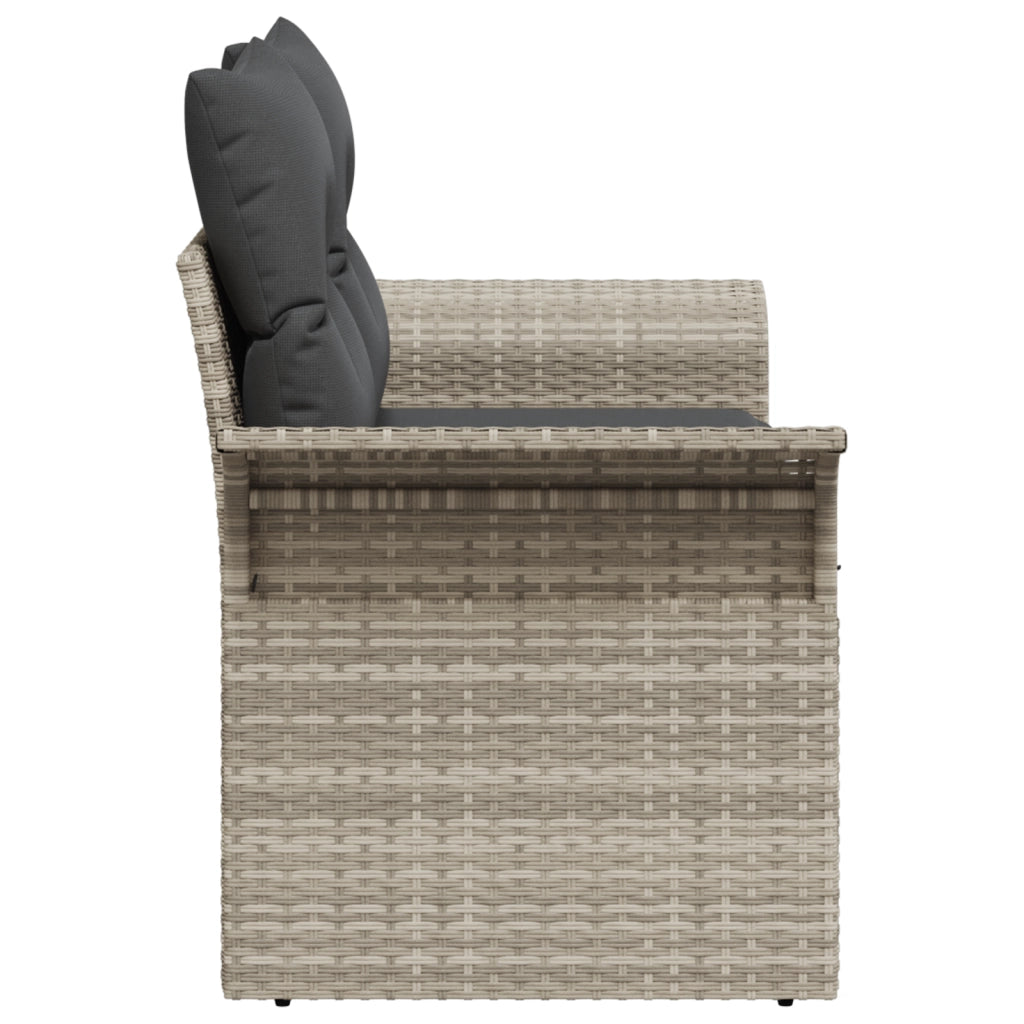 Divano da Giardino a 2 Posti con Cuscini Grigio Chiaro in Polyrattan