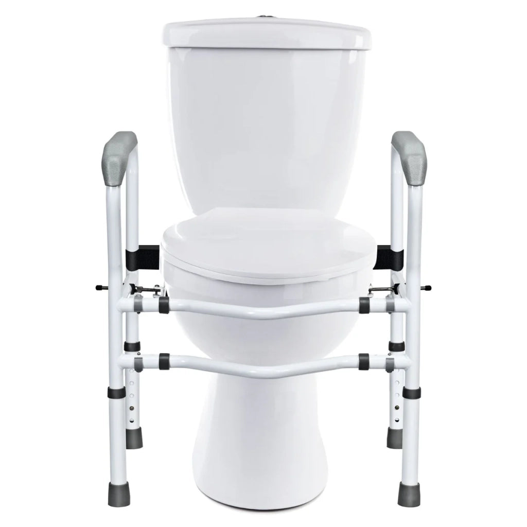 Supporti di sicurezza per WC regolabili 57-62 x 63,5-76 cm clip girevole antiscivolo design bianco 20_0010979