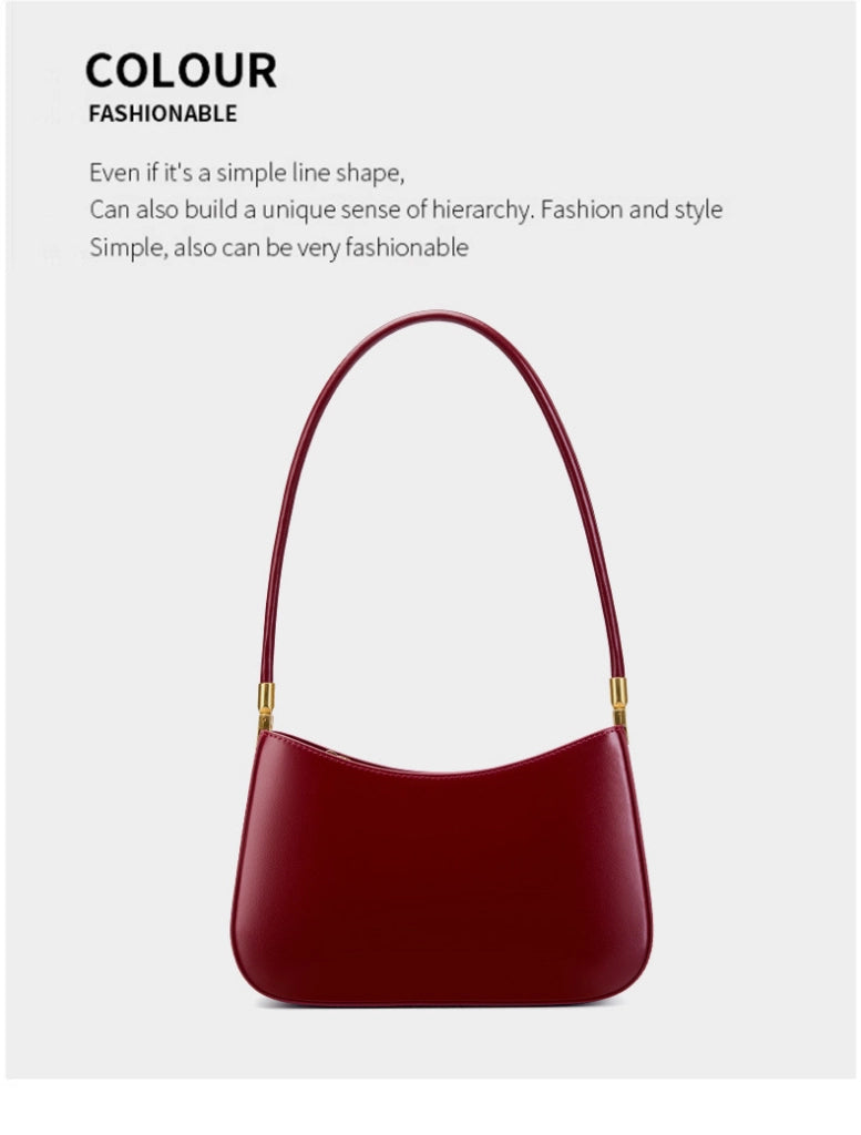 Borsa tote da donna in vera pelle, colore rosso