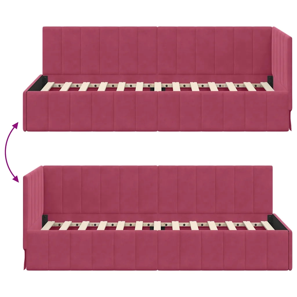 vidaXL Cornice del letto ad angolo Rosso vino 80 x 200 cm Velluto