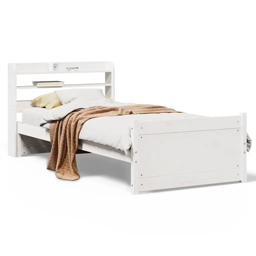Giroletto con Testiera senza Materasso-Struttura Letto Bianco 90x190 cm 368041