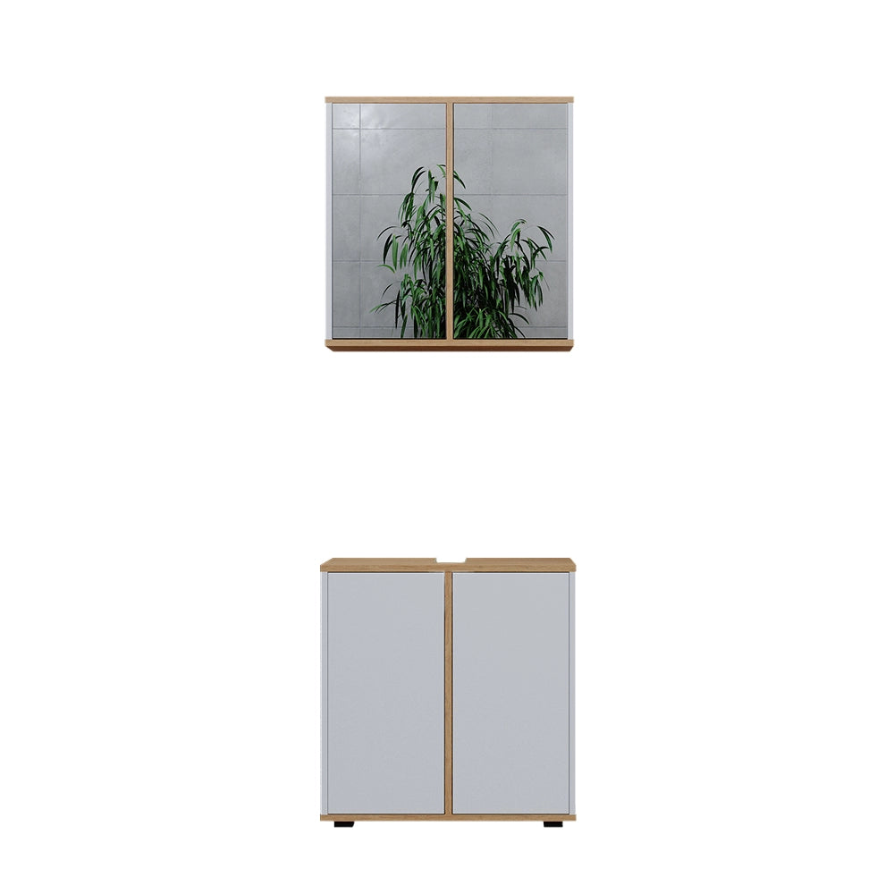 Vicco Set mobili bagno Bianco/Artisan 2 parti, base 60 cm