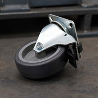 Set 4 ruote girevoli con freno, per trasporto, 125mm, plastica e gomma, max 100 kg a rotella