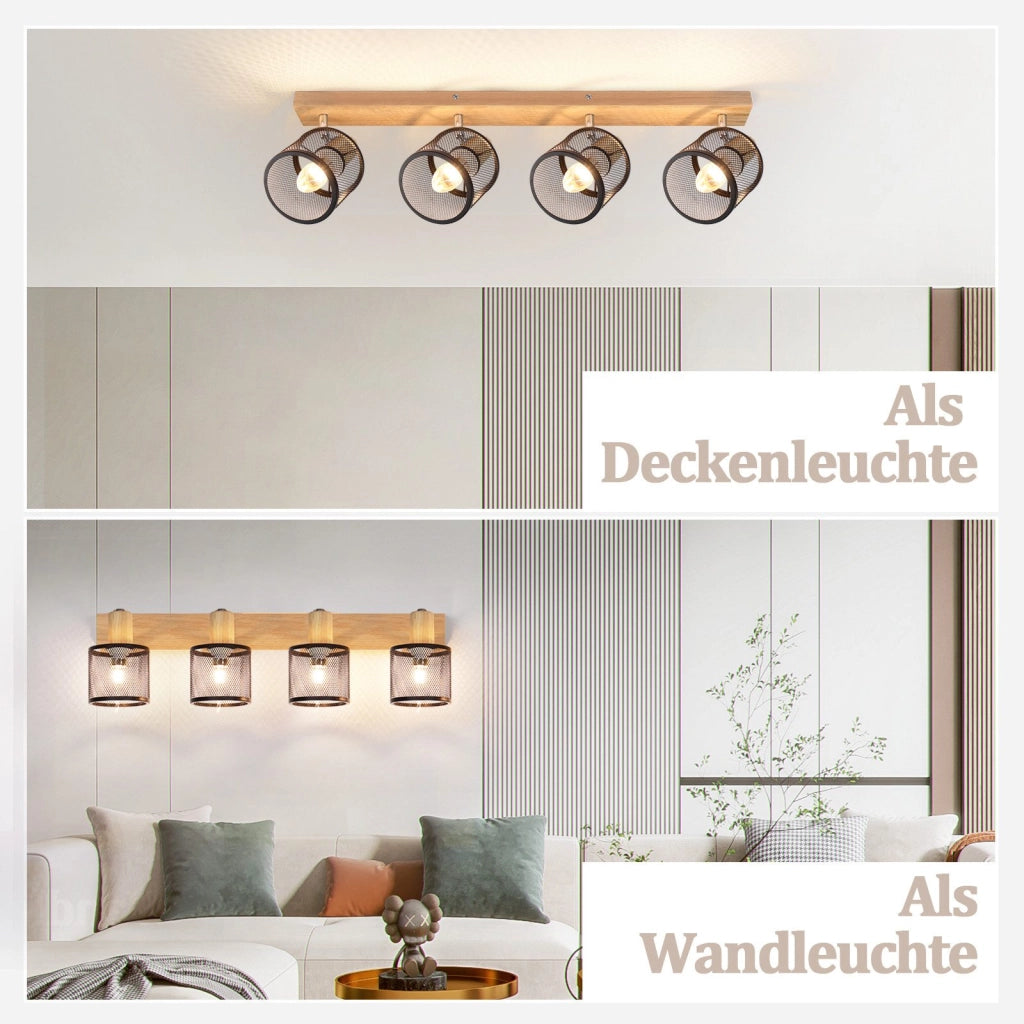 ZMH Faretto da soffitto neri 4 fiamme E14 moderni max 25W per soggiorno