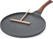 Piatto per pannocchiate 26 cm antiscivolo piatto per omelette piatto per pannocchiate piatto piatto con finitura in granito svizzero, maniglia in ceramica, adatto per induzione