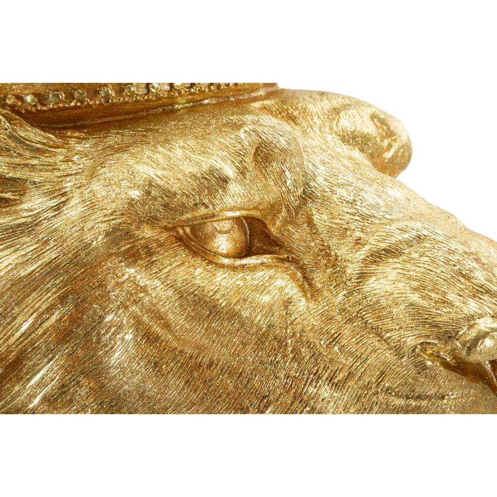 Scultura Leone 1, Oro, Poliresina, 30x42x74 cm