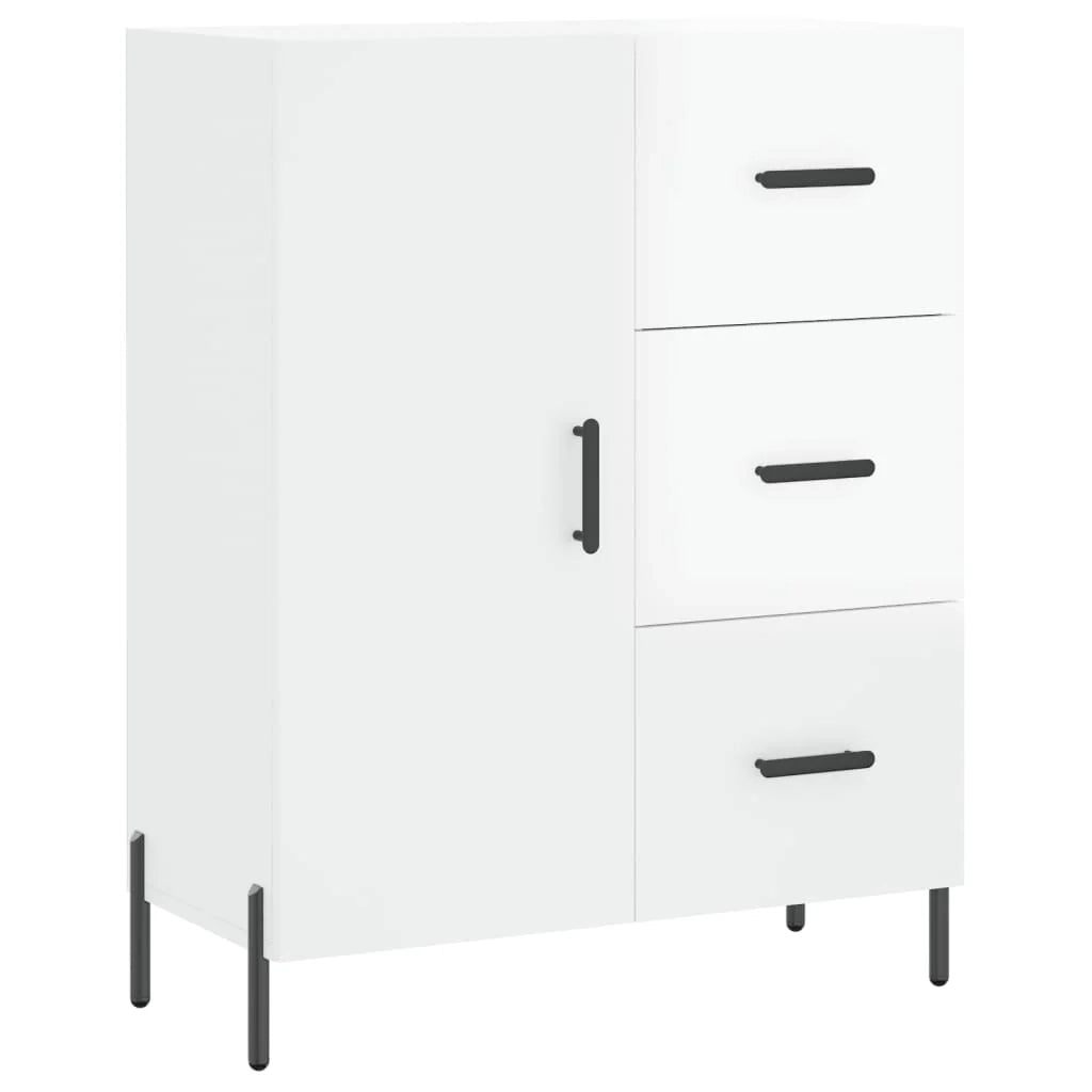 Buffet credenza cassettiera mobiletto mobile contenitore organizer per cucina soggiorno finitura lucida 69,5 x 34 x 90 cm legno ingegnerizzato bianco 02_0030743