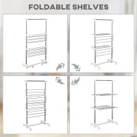 Homcom – Stendibiancheria 3 piani Stendino con Appendiabiti e Ruote - Regolabile 139x62x136cm
