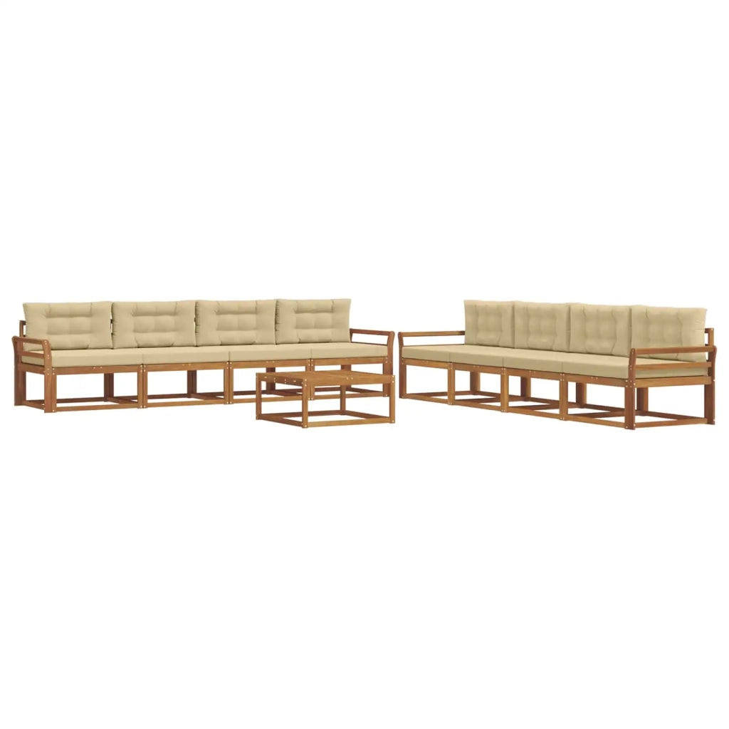 Set di divani da esterno con cuscino 9 pcs Naturale e Beige