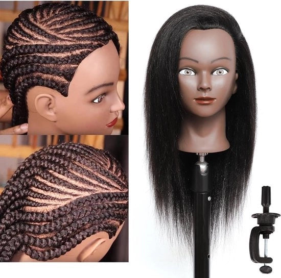Capociglia con capelli naturali e chiusura libera 35 cm C - Testa di bambole con capelli