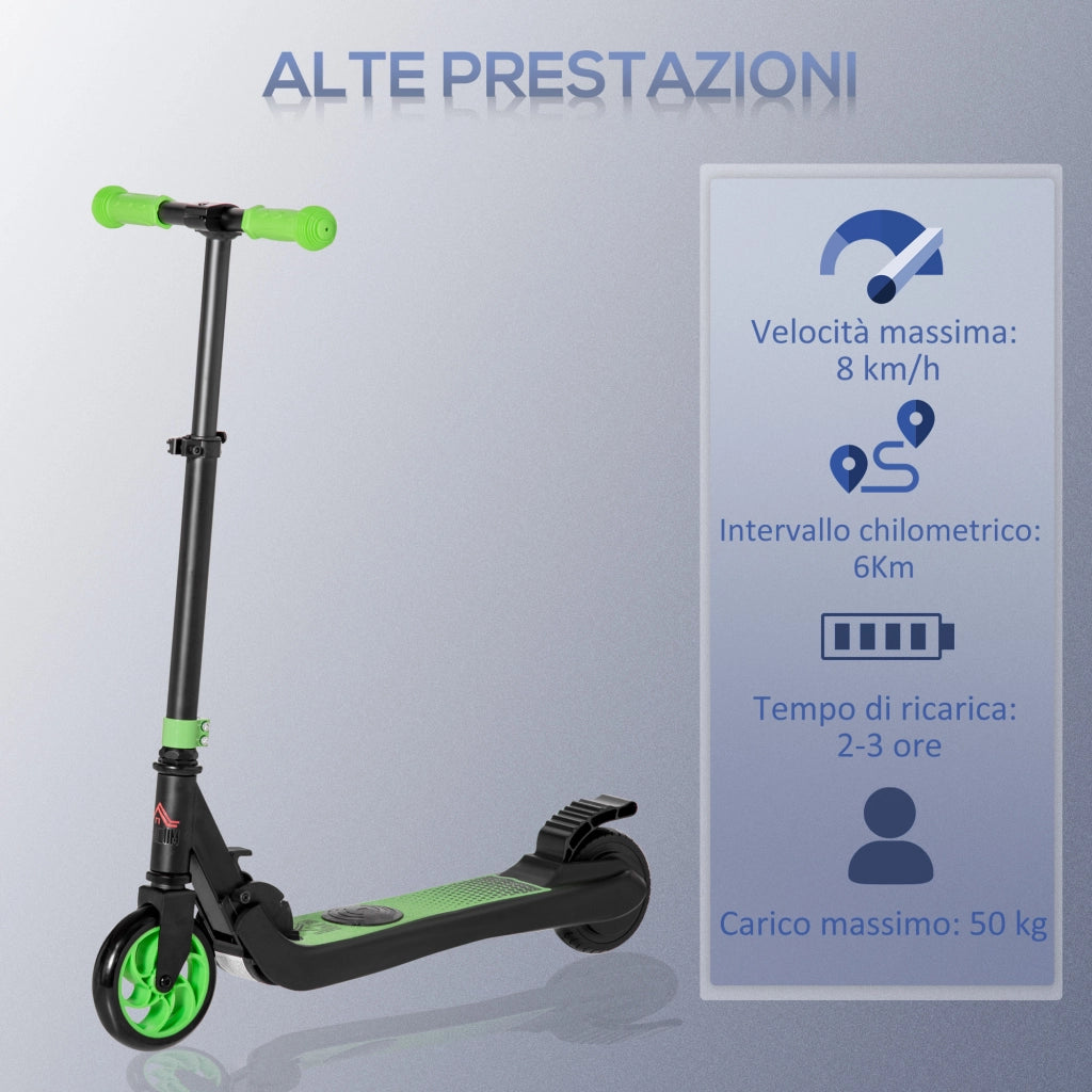 Monopattino Elettrico Pieghevole per Bambini ¨C zephmum ¨C Nero e Verde 71x36.5x75-80 cm