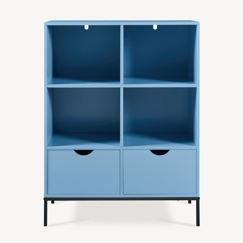 Libreria Colwyn a 4 Ripiani e 2 Cassetti Scaffale da Terra 105 x 80 x 40 cm - Blu [en.casa]