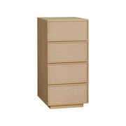 Cassettiera decorata in legno e tessuto 4 cassetti, marrone naturale