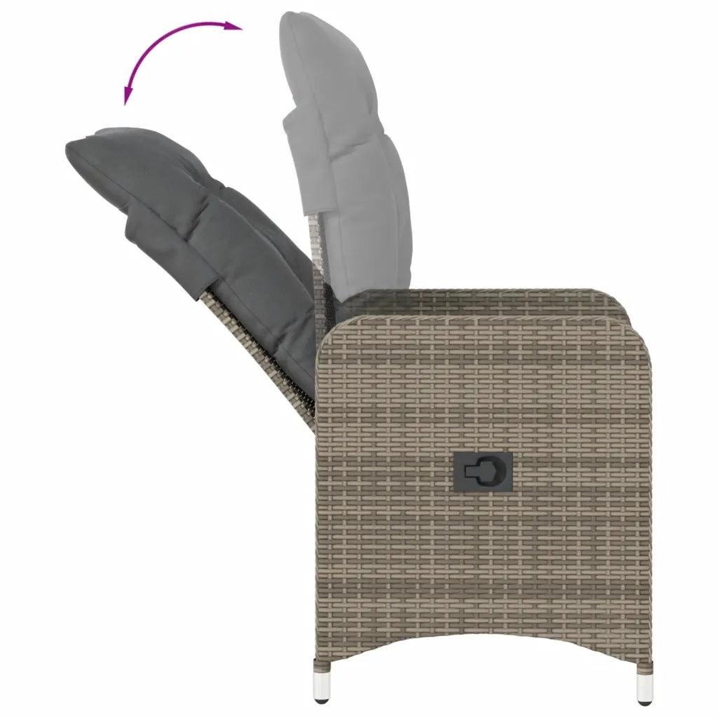 Sedie da Giardino Reclinabili 2 pz | Sedie da Esterno e Cuscini Grigio Polyrattan