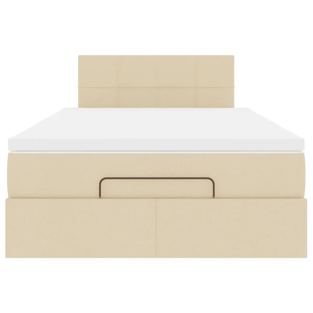 Struttura Letto Pouf con Materasso Crema 120x200 cm in Tessuto 3312303