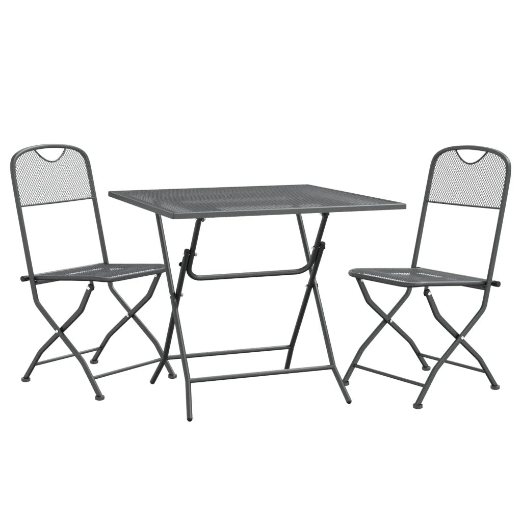 Set da Pranzo per Giardino 3pz Rete Metallica Espansa Antracite 3084719