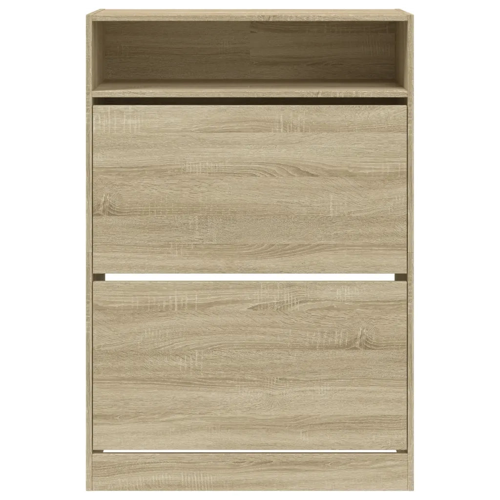 Scarpiera 2 Cassetti Ribaltabili-Scaffale per scarpe Rovere Sonoma 80x34x116 cm