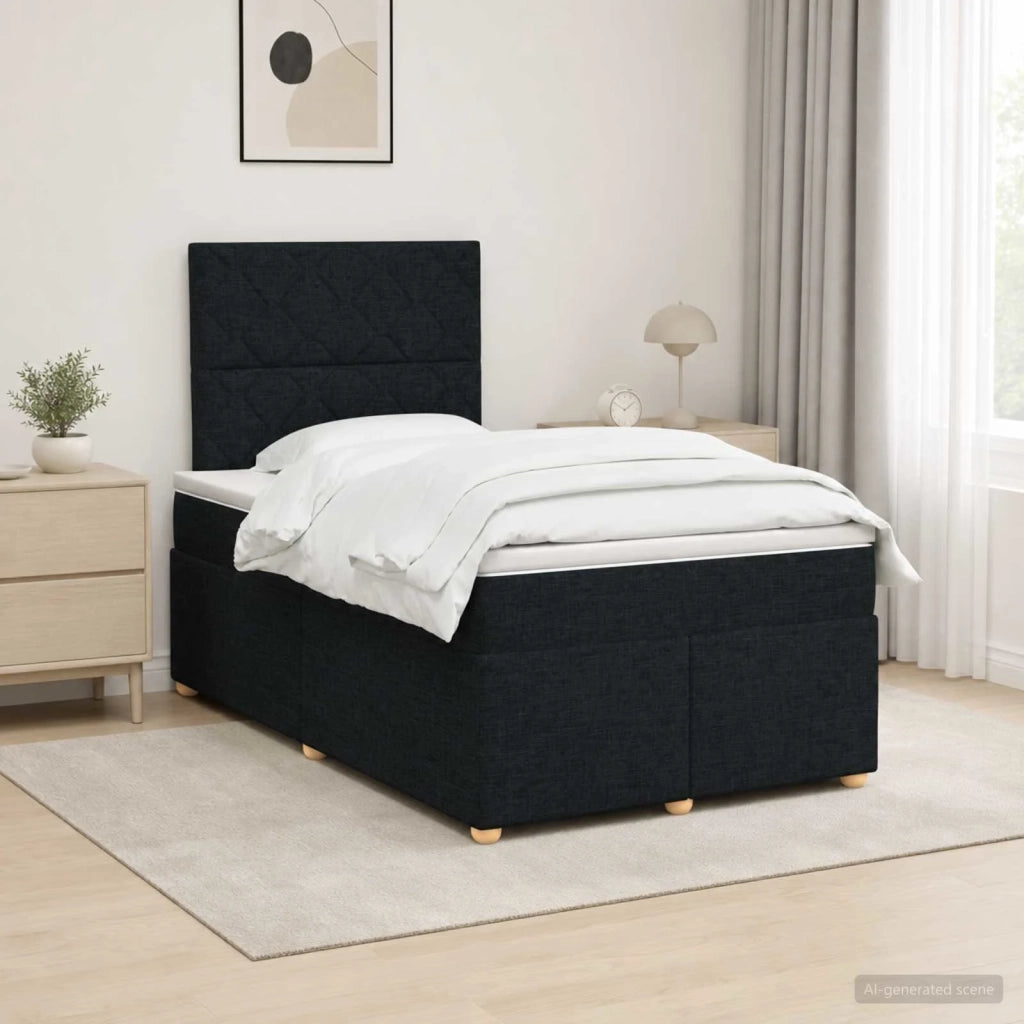 Letto box spring con materasso Nero 120 x 200 cm Tessuto 3455331