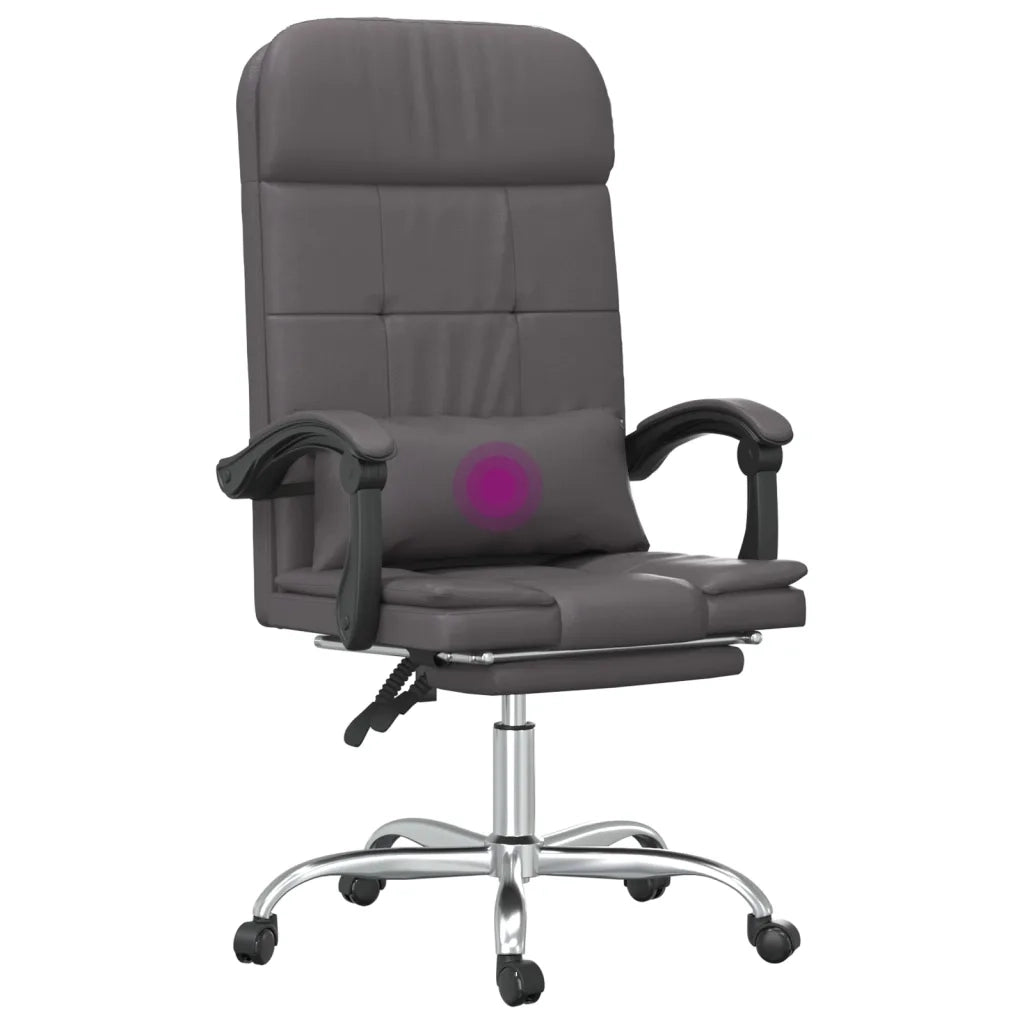 Poltrona da Ufficio Massaggiante | Sedia Relax Reclinabile Grigio Similpelle