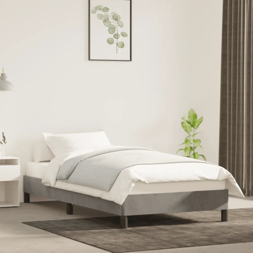 Letto singolo | Letto per adulti | Giroletto senza Materasso Grigio Chiaro 90x200 cm Velluto