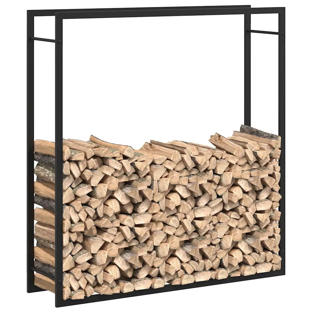 Portalegna Nero Opaco 110x28x116 cm in Acciaio 350310