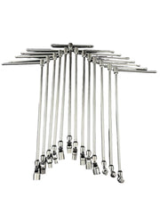 CHIAVE A T DOPPIO SNODO CHIAVE A BUSSOLA CON TESTA SNODABILE MANIGLIA KIT 13PZ 1/2-1/4-3/8-10-11-12-13-14-15-16-17-18-19