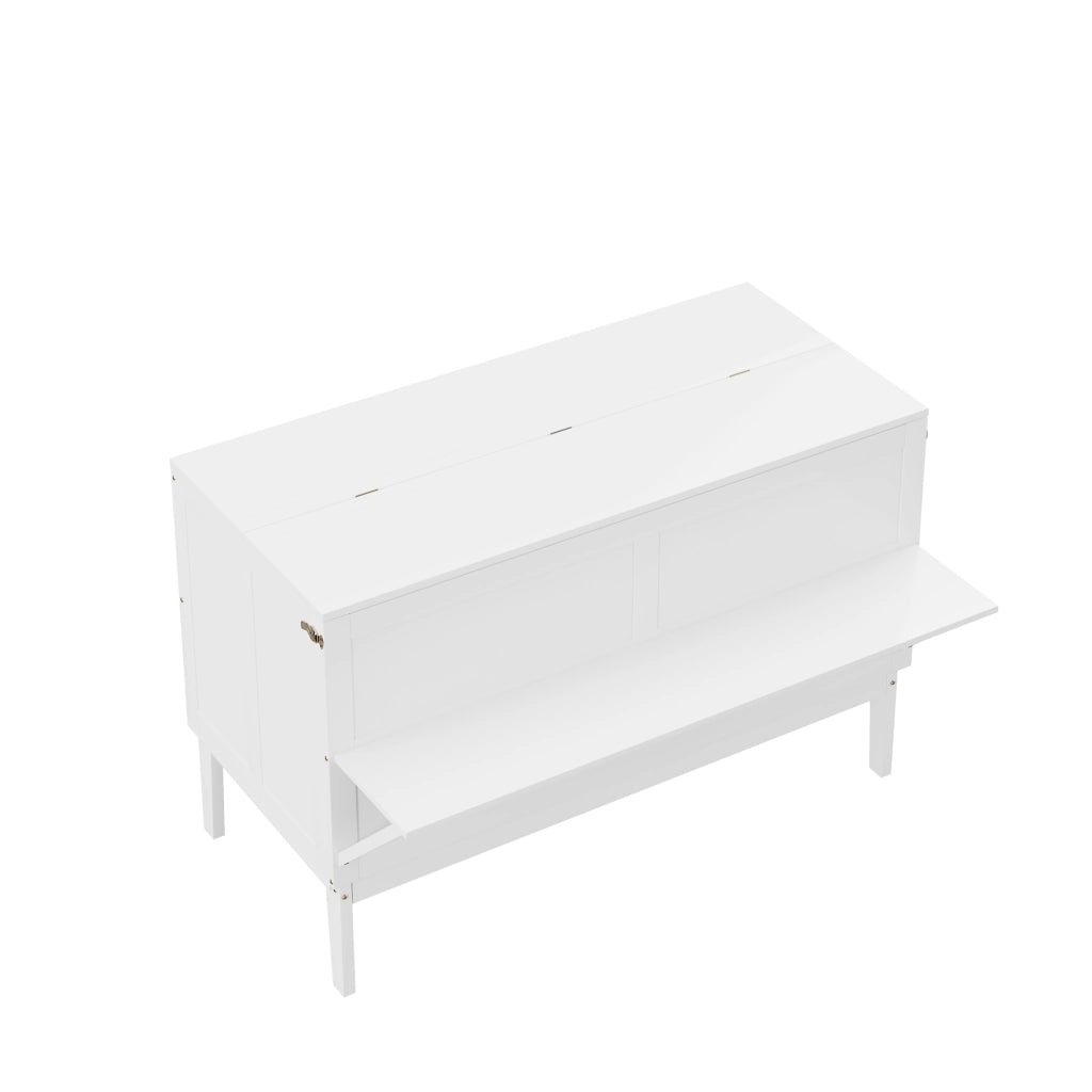 Letto pieghevole a parete matrimoniale 140×200 cm con rete; salvaspazio; senza materasso; legno; bianco