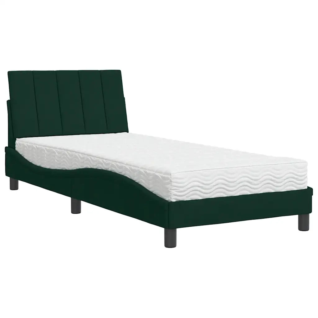 Letto con Materasso Hanko Verde Scuro 90x190 cm in Velluto 3208571
