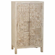 Armadio in legno intagliato artigianalmente a 2 ante beige 78x35x140