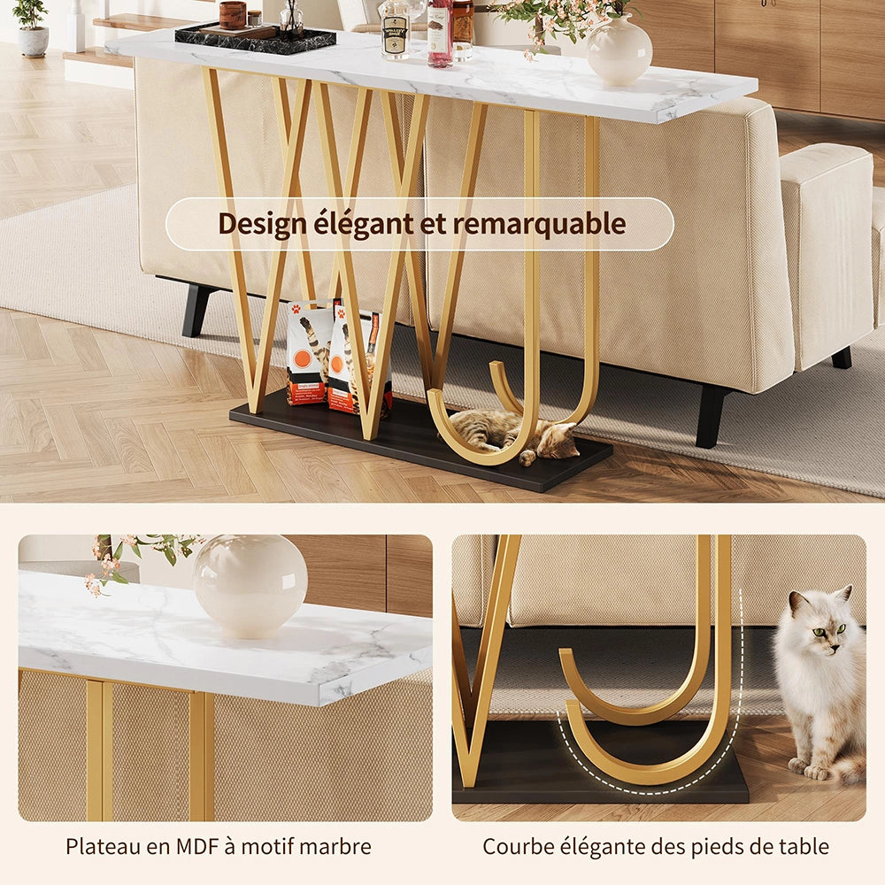 Tavolo da ingresso in legno - Xylo - 120x29.5x80 cm - Effetto marmo