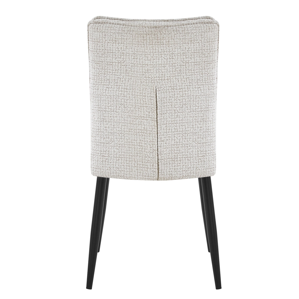 Set di 2 sedie da pranzo - con schienale imbottito - in chenille e metallo - bianco crema