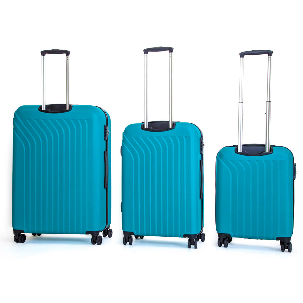 Set 3 Valigie Trolley Rigide in ABS 4 Ruote TSA Ravizzoni Cielo Turchese