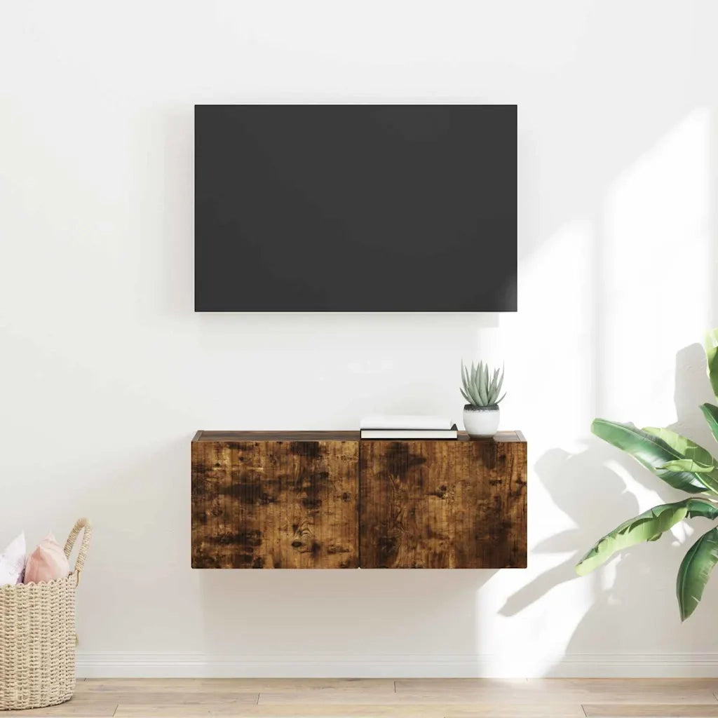 Mobile TV da parete-Mobile TV a Muro-Credenza TV Rovere fum¨¦ 60 x 31 x 29.5 cm 950608
