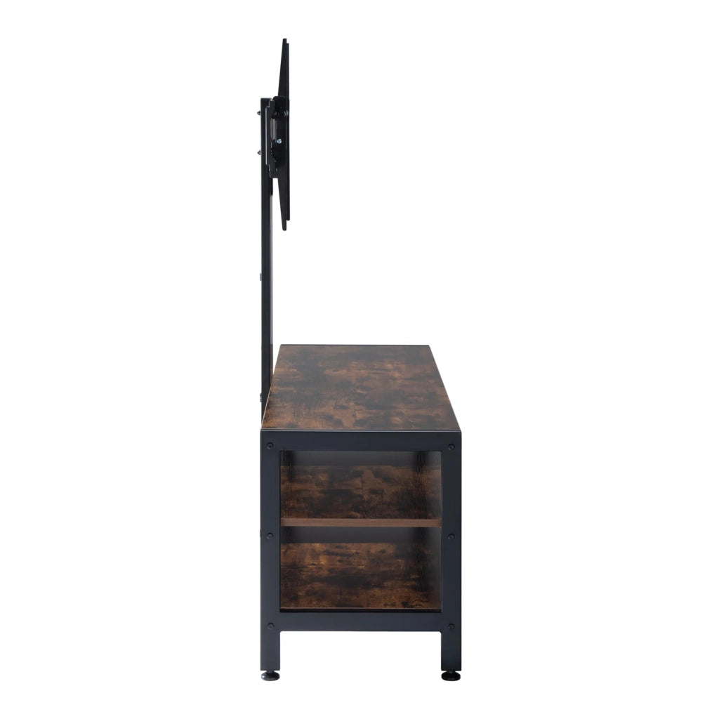Mobile TV mobile TV per soggiorno mensola con supporto per schermo nero opaco finitura rovere rustico 03_0010052