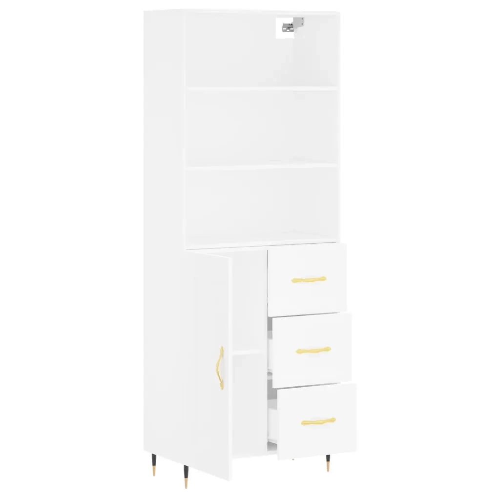 Credenza Bianca 69,5x34x180 cm in Legno Multistrato