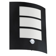 Applique Esterno Sensore Contemp City Metallo Nero Policarbonato Bianco E27