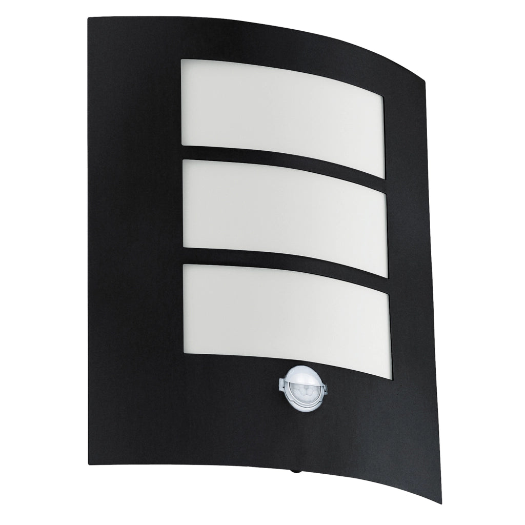 Applique Esterno Sensore Contemp City Metallo Nero Policarbonato Bianco E27