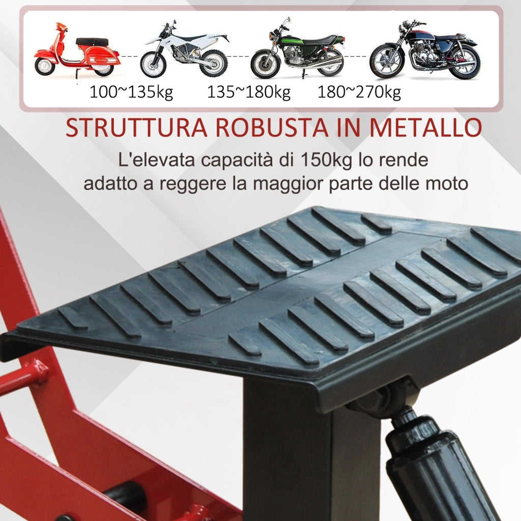 Cavalletto Alzamoto 28x17.5x24.5-35.5 cm in Acciaio e Gomma Nero e Rosso