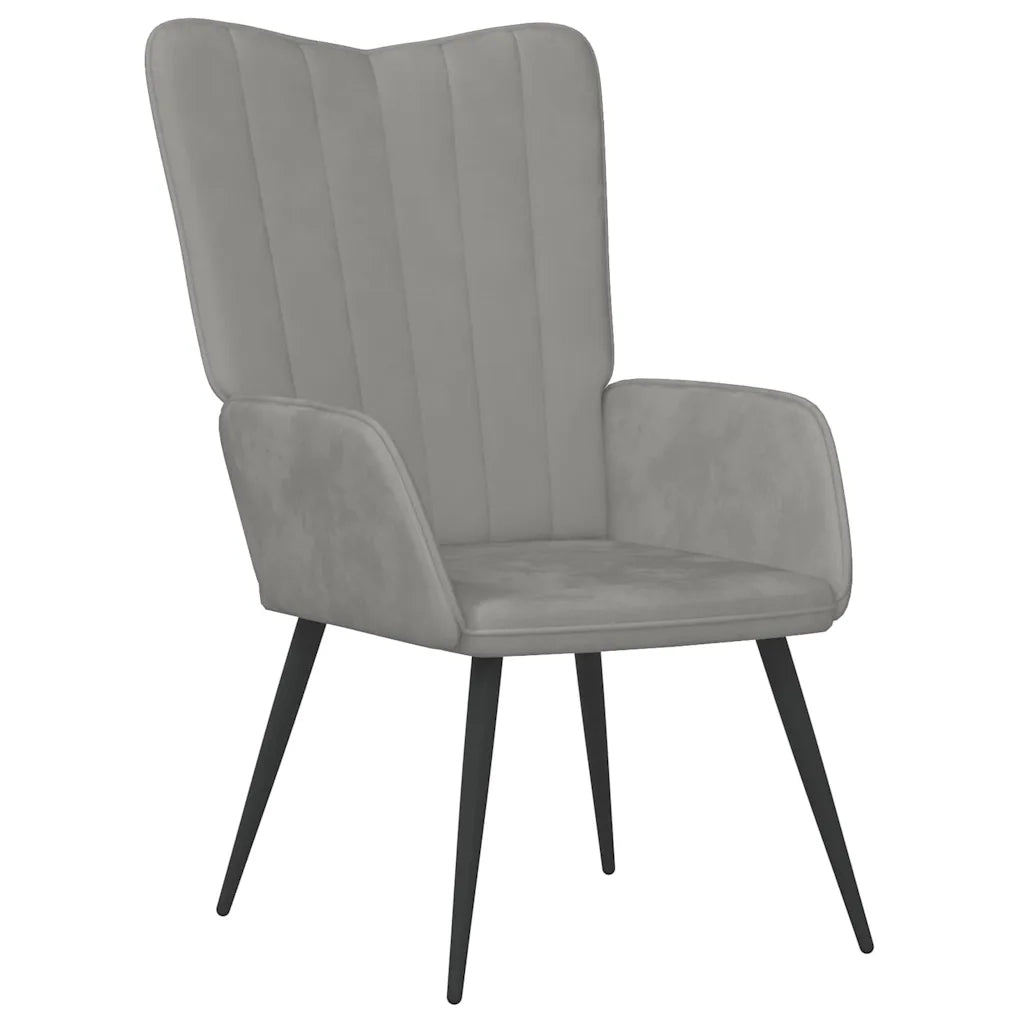 Divano Sedia-Poltrona Relax con Sgabello Grigio Chiaro in Velluto 554570