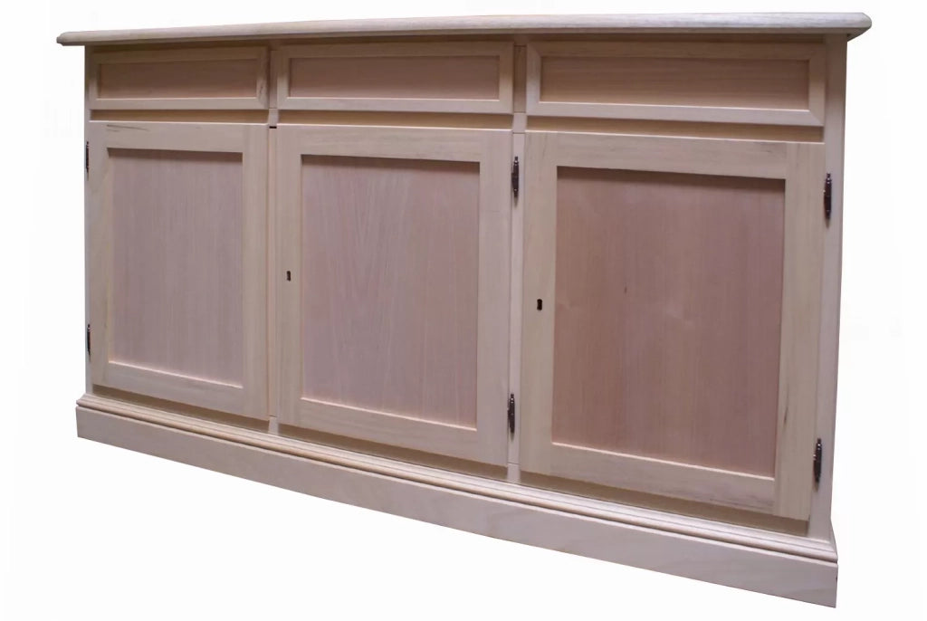 Madia credenza in legno grezza 3 ante  l.156 p.42 h.86 - Mobili 2G