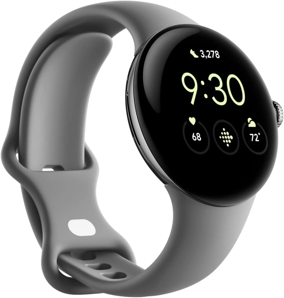 Google Pixel Watch – Android smartwatch with activity tracking – Heart rate tracking watch – Polished Silver Stainless Steel case with Charcoal Active band, WIFI/BT (Renewed)