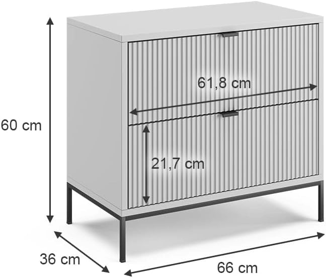 Comodino camera da letto Eliza, Grigio, Set di 2, combinabile per l'uso come tavolino laterale o comodino