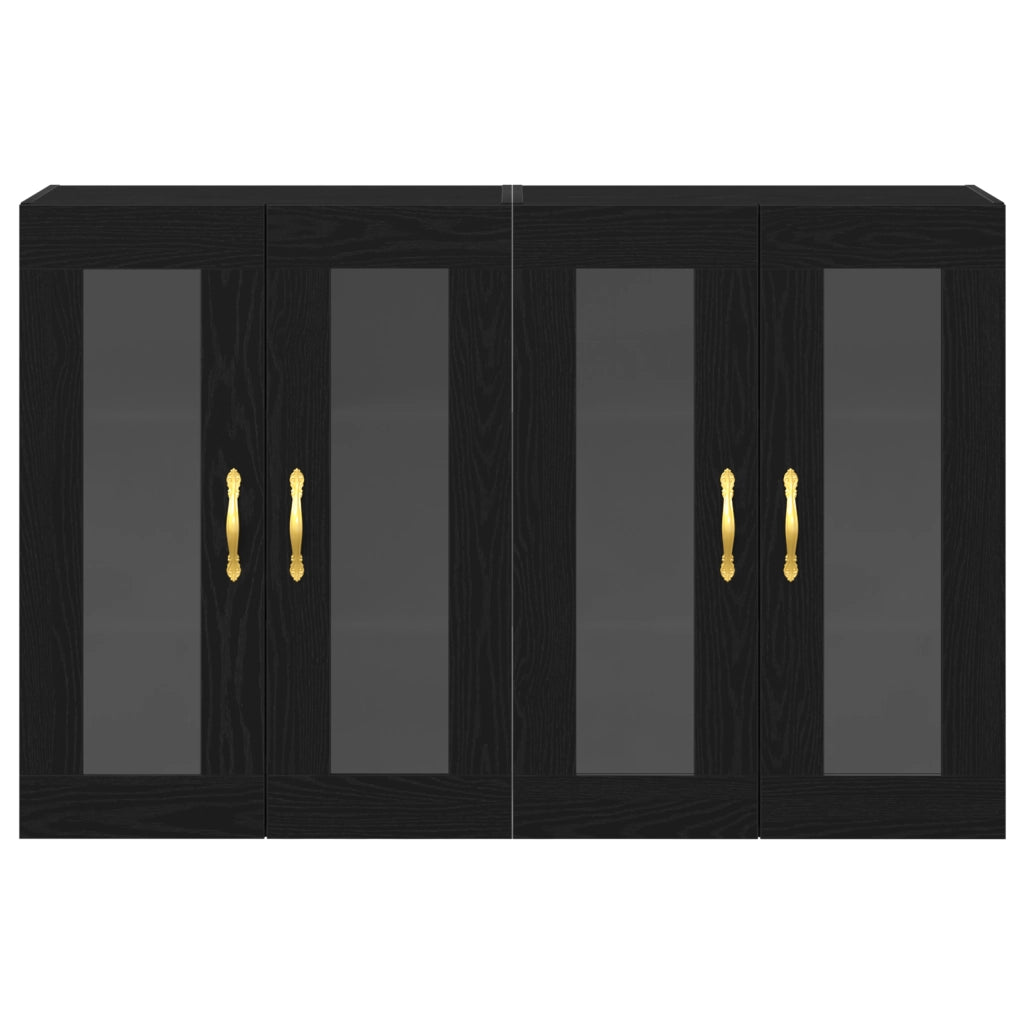 Armadi a Muro 2 pcs Rovere Nero 69,5x34x90 cm Legno Ingegnerizzato