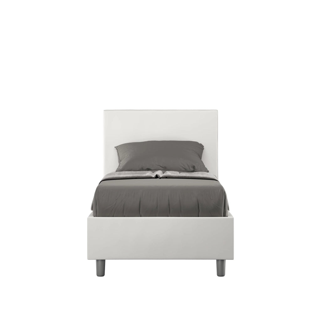 Letto Singolo 80x210 cm con Rete e Contenitore Adele Bianco
