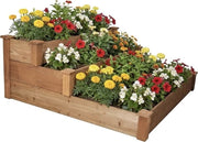 Piantiera in legno alta con 3 livelli XL, 123,5 x 123,5 x 53 cm per giardino, terrazza e fiori, erbe.