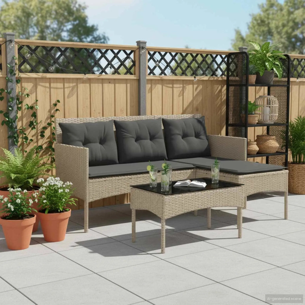 Set Divano da Giardino con cuscino 2 pz | Set Salotto da Giardino polyrattan
